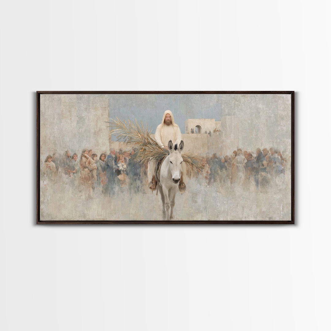 Humble Entry Light - Framed Canvas Print - Christian Art Canvas - Jesus Painting - Christian Wall Art - Christmas Art - Christian Decor