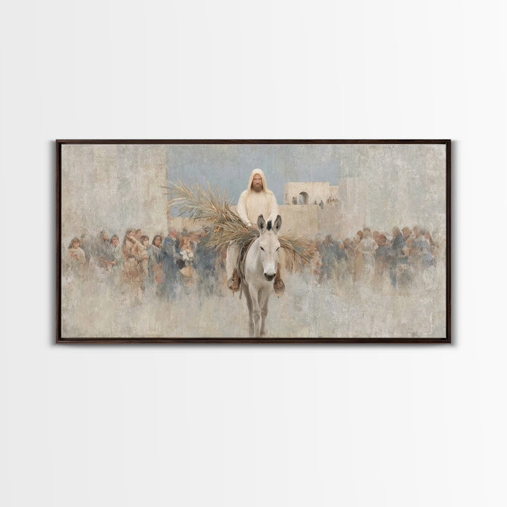 Humble Entry Light - Framed Canvas Print - Christian Art Canvas - Jesus Painting - Christian Wall Art - Christmas Art - Christian Decor