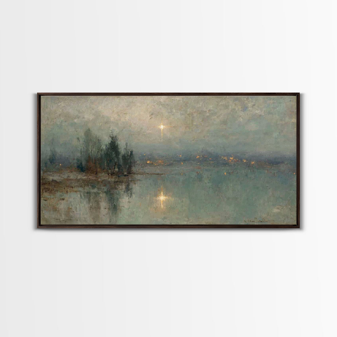 Midwinter Star Watch – Framed Canvas Print – Christmas Art – Christian Art Canvas – Christian Wall Art – Christian Christmas Art – Vintage