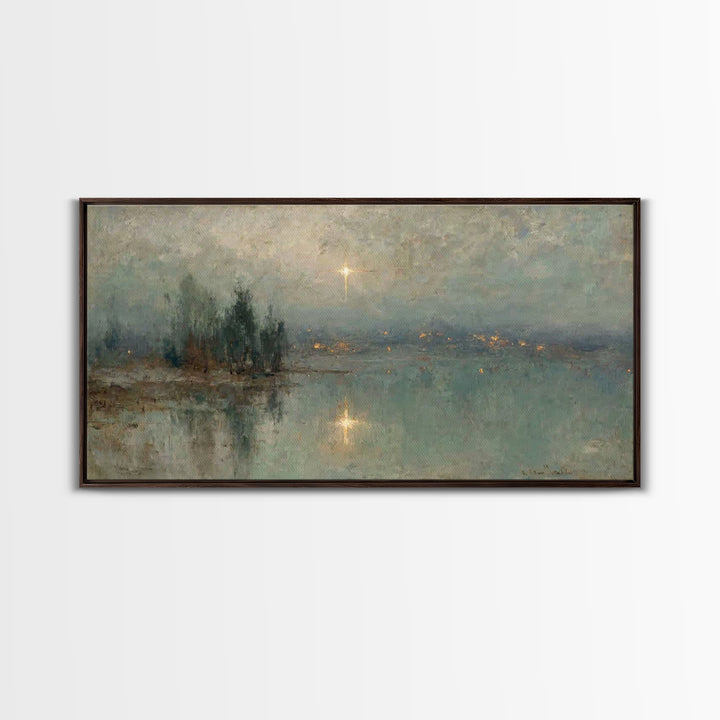 Midwinter Star Watch – Framed Canvas Print – Christmas Art – Christian Art Canvas – Christian Wall Art – Christian Christmas Art – Vintage