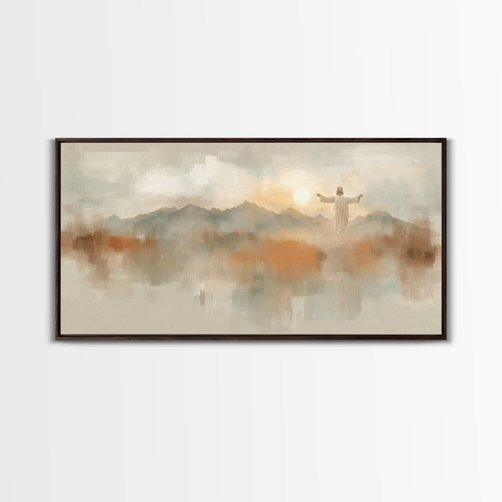 Hills Of Blessing, Framed Canvas Print, Christian Art Canvas, Christian Wall Art, Modern Christian Painting, Jesus Painting, Christian Gift