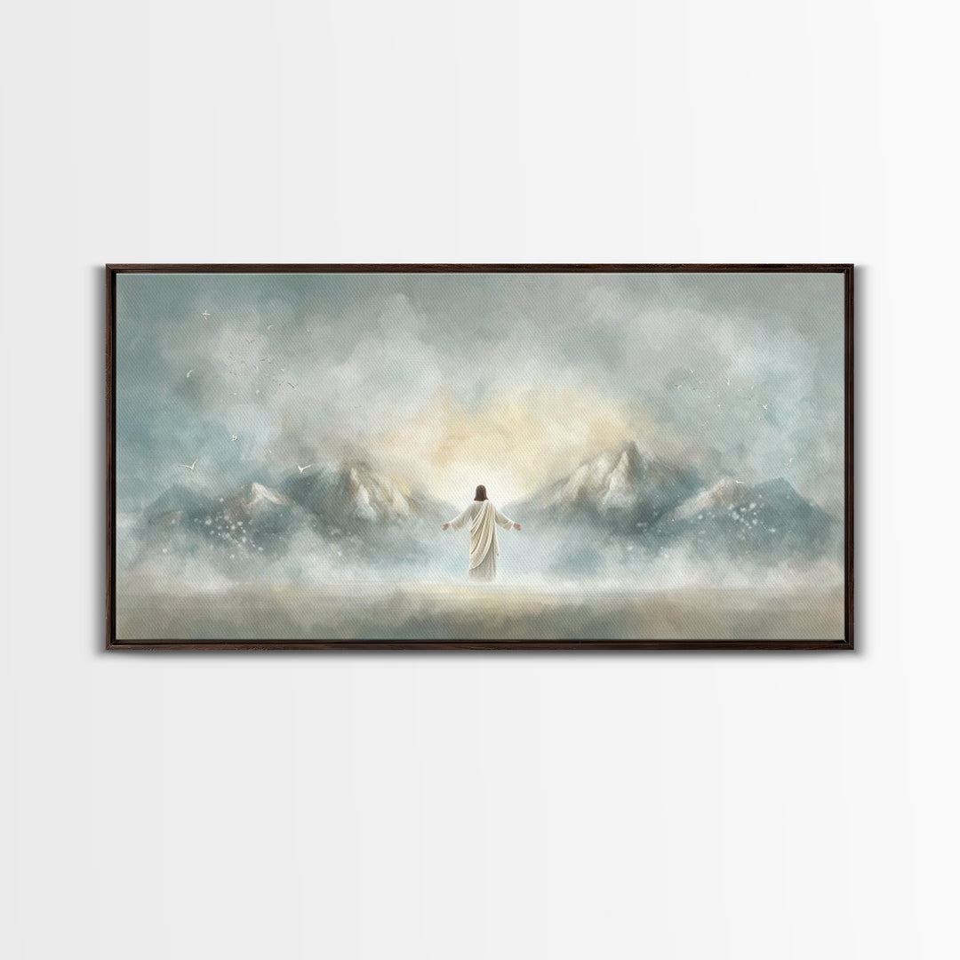 Peaceful Pastures, Framed Canvas Print, Christian Art Canvas, Christian Painting, Christian Wall Art, Christian Art, Jesus Painting