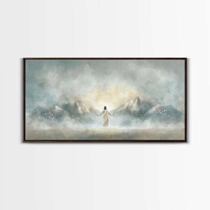 Peaceful Pastures, Framed Canvas Print, Christian Art Canvas, Christian Painting, Christian Wall Art, Christian Art, Jesus Painting