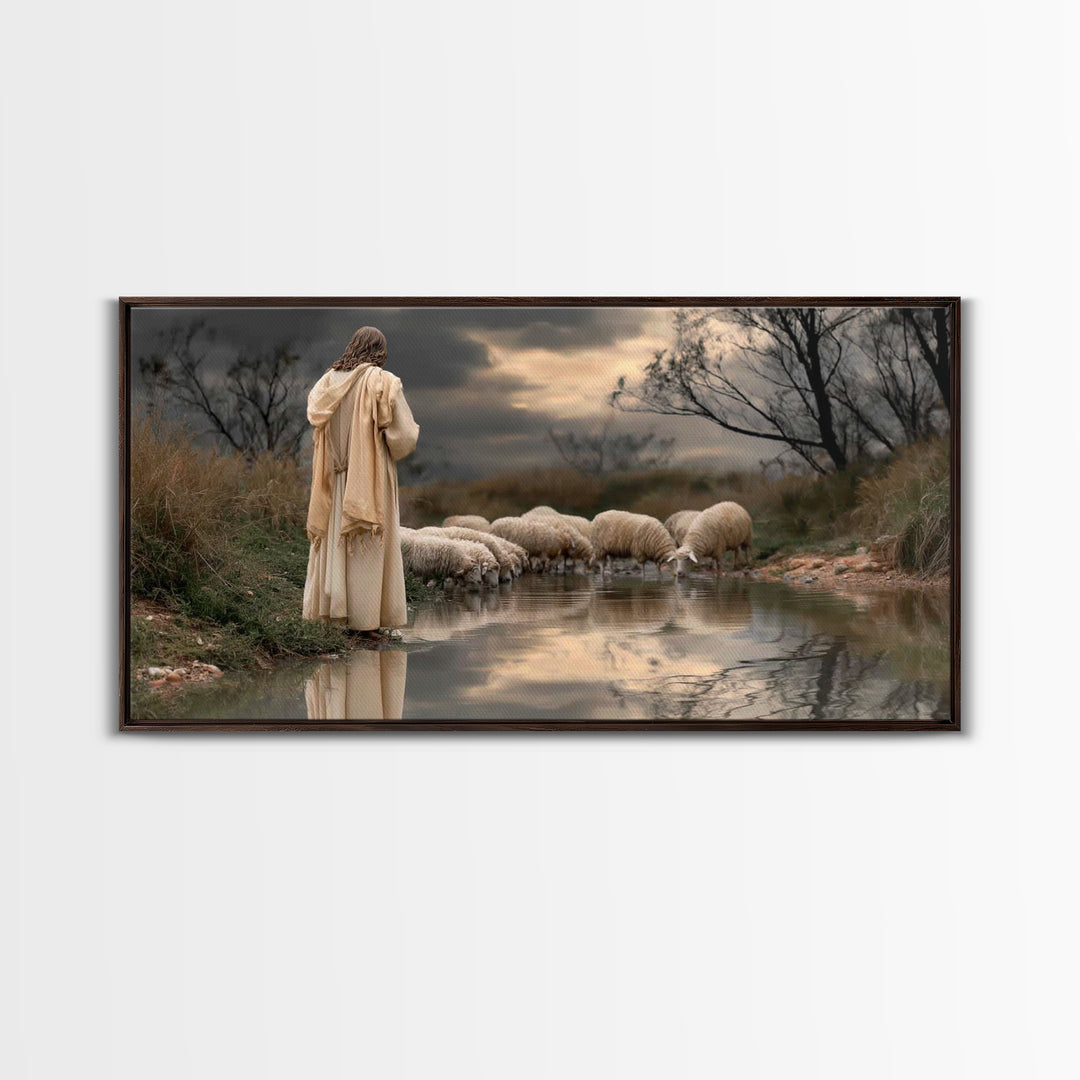 Garden Of Light, Framed Canvas Print, Christian Wall Art, Jesus Painting, Christian Art Canvas, Christian Gift Ideas, Modern Christian Art