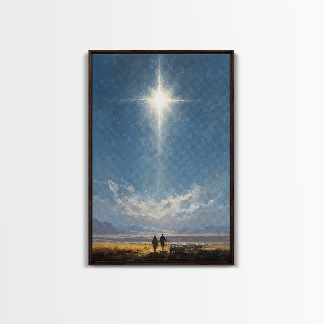 Star Of Promise – Framed Canvas Print – Christian Wall Art – Christian Christmas Art – Christian Art Canvas – Jesus Painting