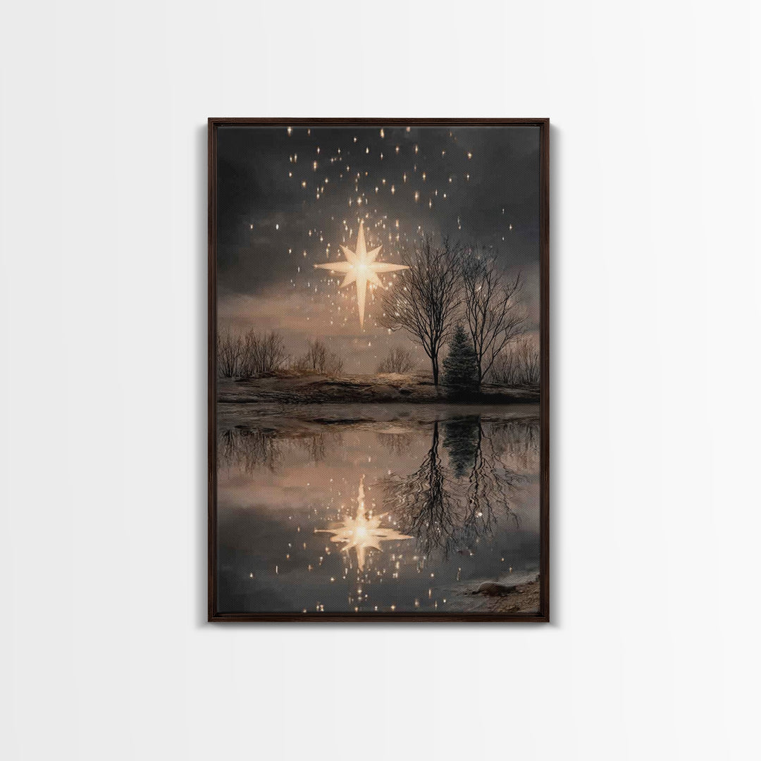 Star Of Hope – Framed Canvas Print – Christian Christmas Art – Christian Art Canvas – Christian Wall Art – Moody Christian Art – Christmas