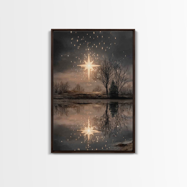 Star Of Hope – Framed Canvas Print – Christian Christmas Art – Christian Art Canvas – Christian Wall Art – Moody Christian Art – Christmas