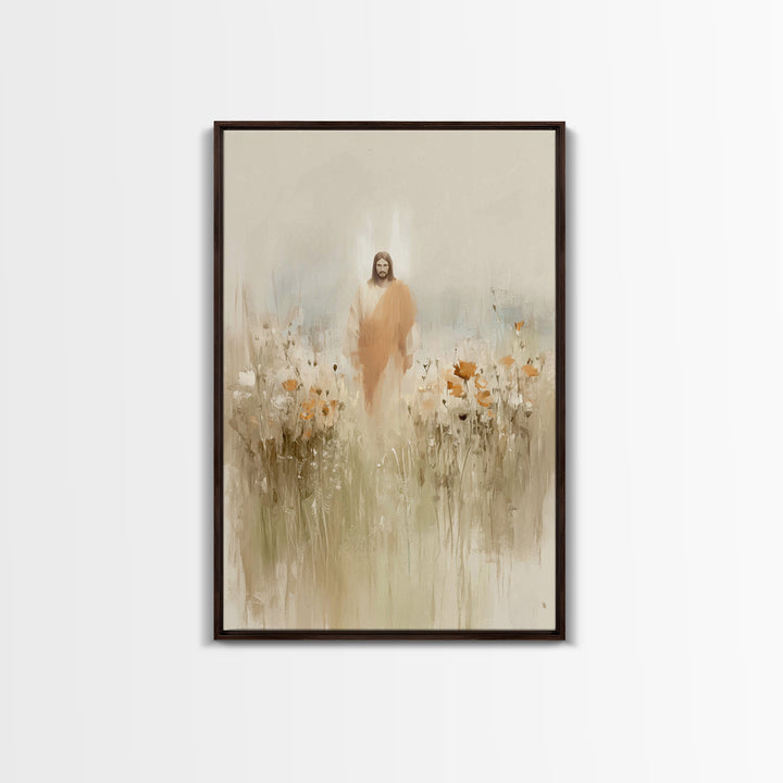 Flowers of His Mercy – Framed Canvas Print – Christian Art Canvas – Minimalist Christian Art – Jesus Painting – Christian Wall Art