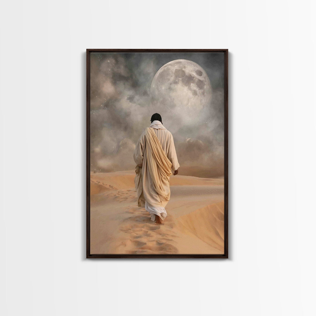 Silent Dawn Path – Framed Canvas Print – Jesus Painting – Christian Wall Art – Subtle Christian Art – Christian Art Canvas – Christian Gift