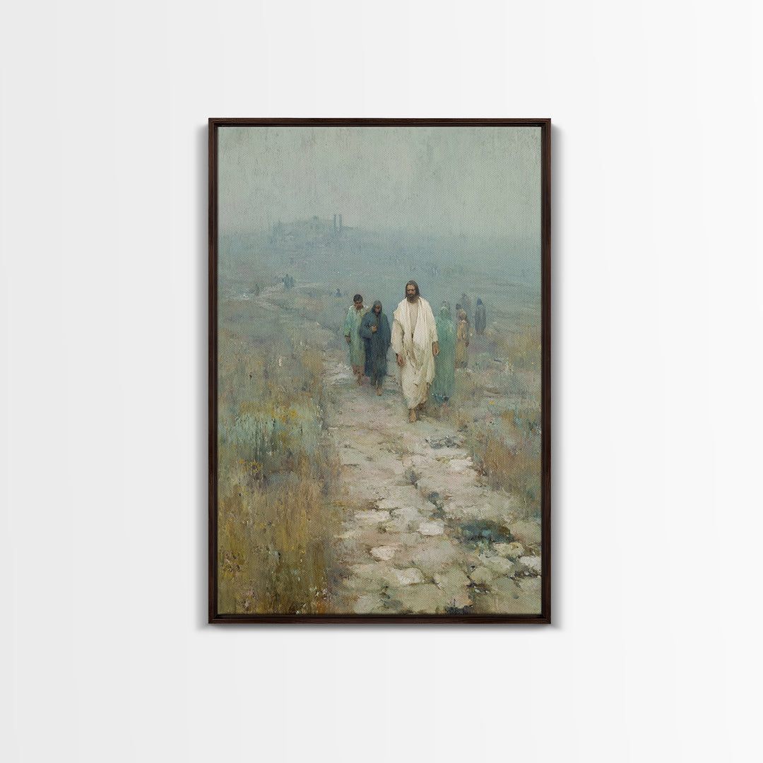 Path Of Discipleship | Framed Canvas Print | Christian Art Canvas | Jesus Painting | Vintage Christian Art | Christian Wall Art | Christian