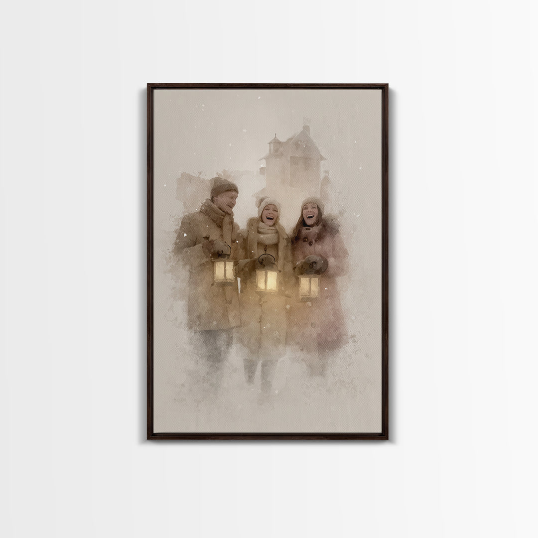 Joyful Gathering – Framed Canvas Print – Christian Wall Art – Christian Art Canvas – Christmas Art – Christian Christmas Decor