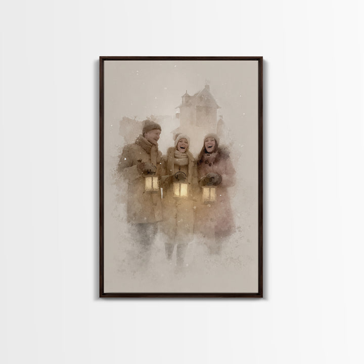 Joyful Gathering – Framed Canvas Print – Christian Wall Art – Christian Art Canvas – Christmas Art – Christian Christmas Decor