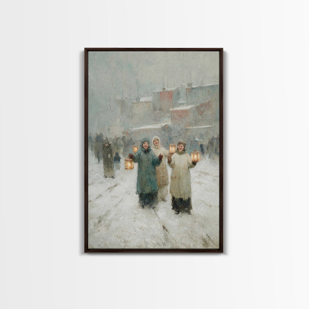Snowy Companions – Framed Canvas Print – Christian Art Canvas – Christmas Wall Art – Christian Christmas Art – Christian Decor