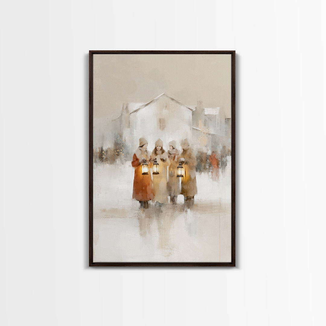 Village Sisters – Framed Canvas Print – Christian Art Canvas – Christian Wall Art – Christmas Art – Christian Christmas Art