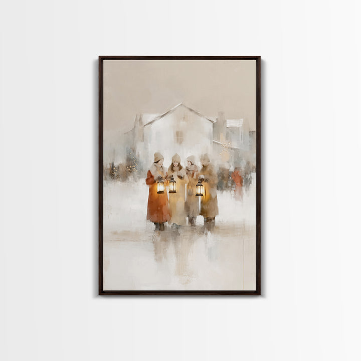 Village Sisters – Framed Canvas Print – Christian Art Canvas – Christian Wall Art – Christmas Art – Christian Christmas Art
