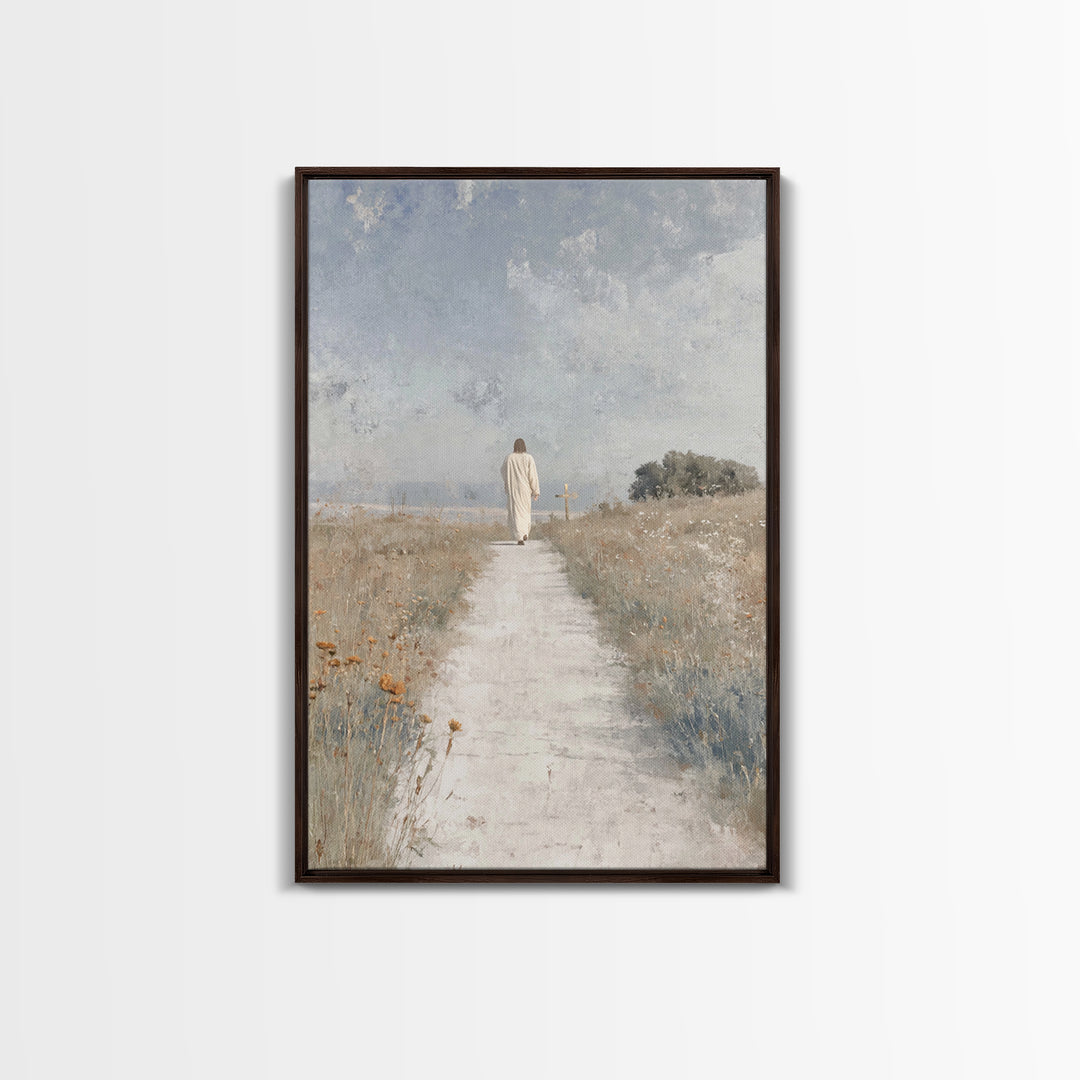 Meadow Journey – Framed Canvas Print – Christian Wall Art – Christian Art Canvas – Christian Painting – Minimalist Christian Art