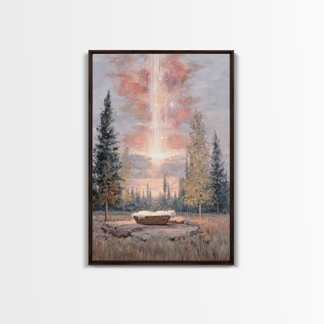 Celestial Birth Glory – Framed Canvas Print – Christian Wall Art – Christmas Art – Christian Art Canvas – Christian Christmas Art