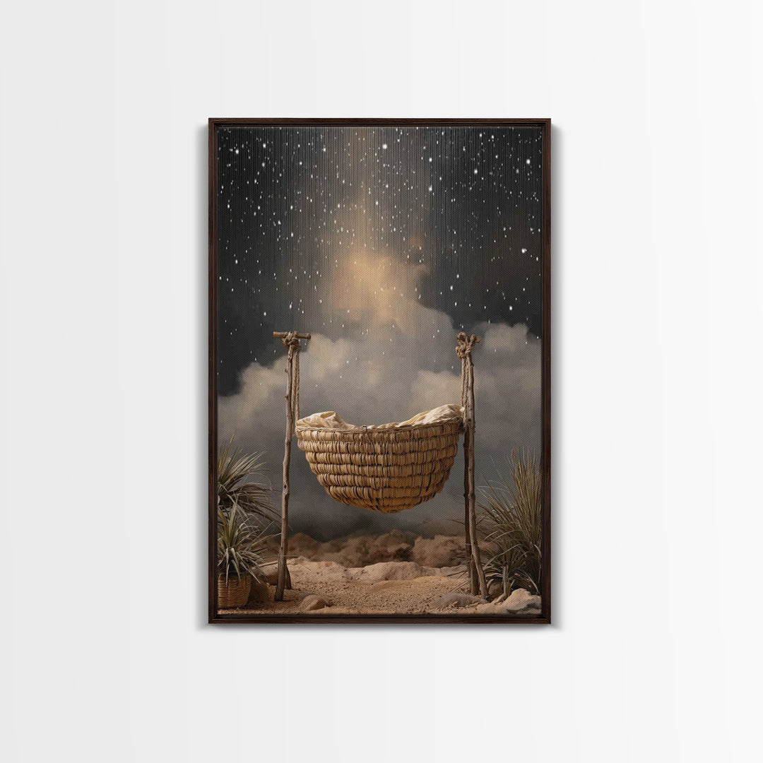 Night Of Promise – Framed Canvas Print – Christian Wall Art – Christian Christmas Art – Christian Art Canvas – Christmas Art