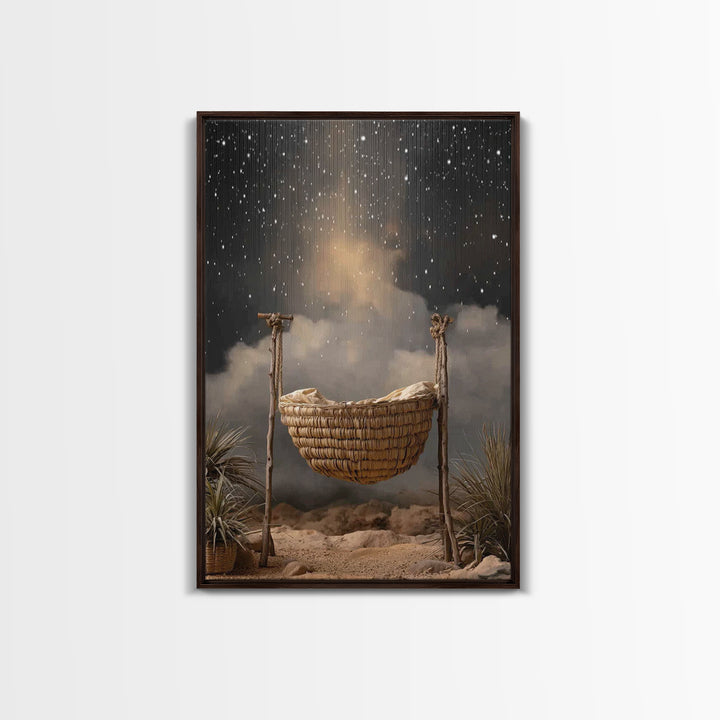 Night Of Promise – Framed Canvas Print – Christian Wall Art – Christian Christmas Art – Christian Art Canvas – Christmas Art