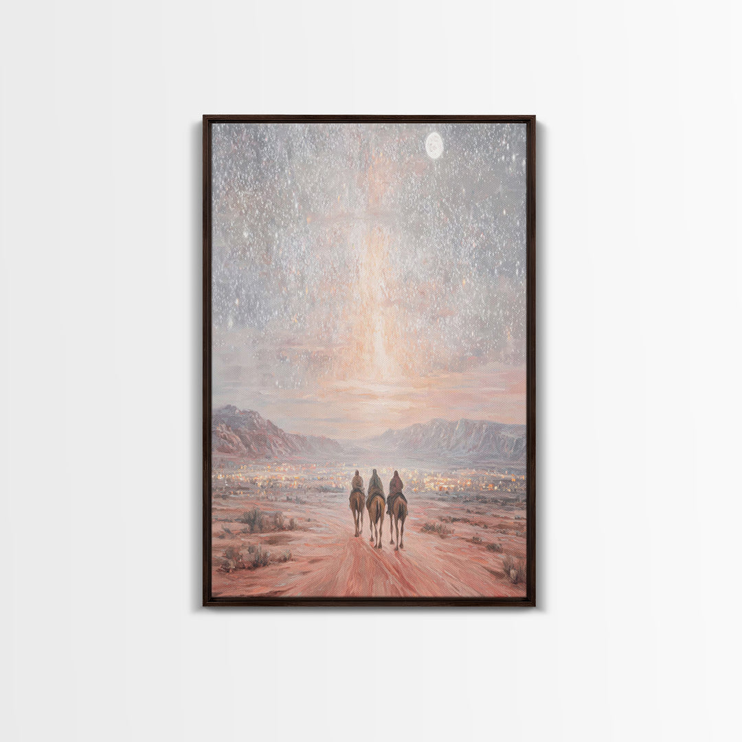 Journey By Starlight – Framed Canvas Print – Christian Art Canvas – Christian Wall Art – Christmas Art – Christian Christmas Decor