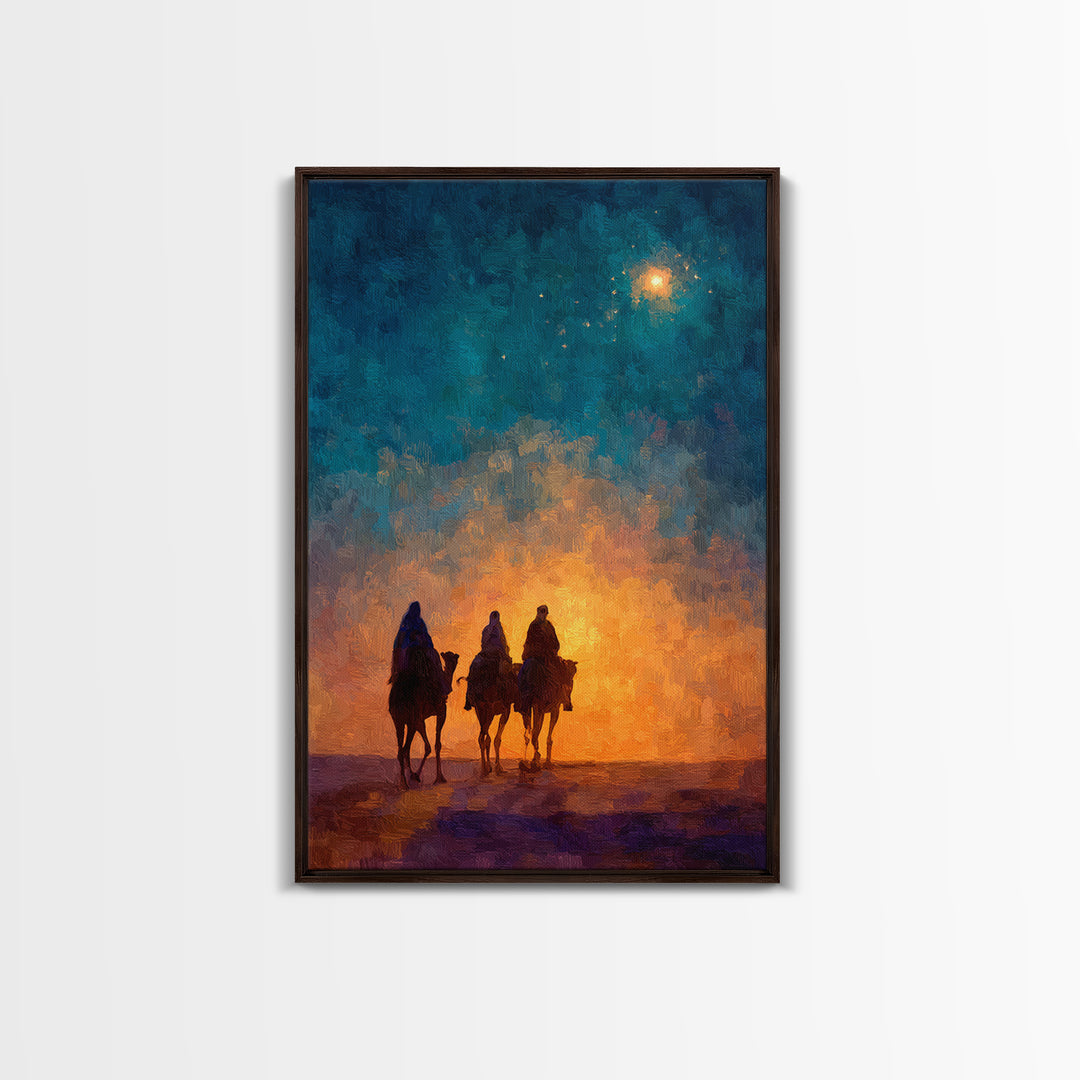 The Guiding Star – Framed Canvas Print – Christian Wall Art – Christian Art Canvas – Jesus Painting – Christmas Art