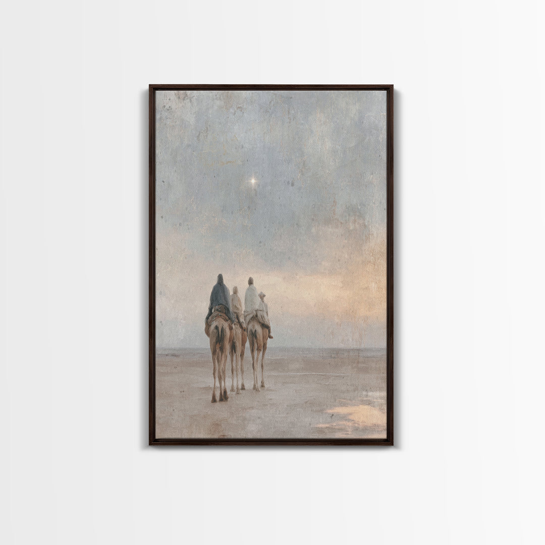 Bethlehem Moonrise, Framed Canvas Print, Christian Art Canvas, Christmas Wall Art, Jesus Painting Canvas, Christian Christmas Art, Modern C