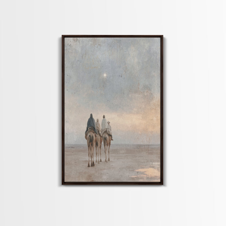 Bethlehem Moonrise, Framed Canvas Print, Christian Art Canvas, Christmas Wall Art, Jesus Painting Canvas, Christian Christmas Art, Modern C