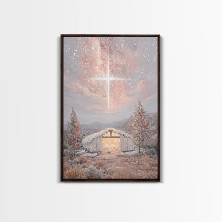 Manger Glory | Framed Canvas Print | Christian Christmas Art | Christian Wall Art | Jesus Art Print | Christmas Art Work | Christian Decora