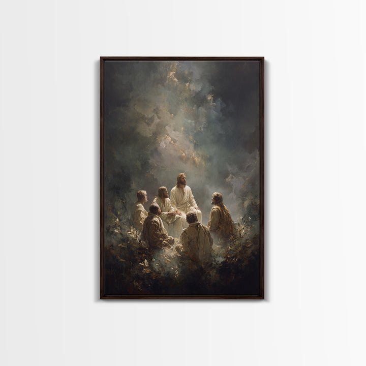 Circle of Christ, Framed Canvas Print, Christian Wall Art, Large Jesus Painting, Christian Art Gift, Modern Christian Painting, Unique Chri