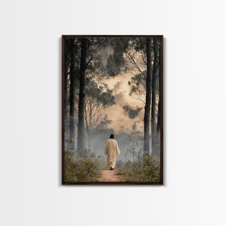 Forest Reverence | Framed Canvas Print | Christian Art Canvas | Jesus Painting | Christian Wall Art | Moody Christian Art | Christian Gift