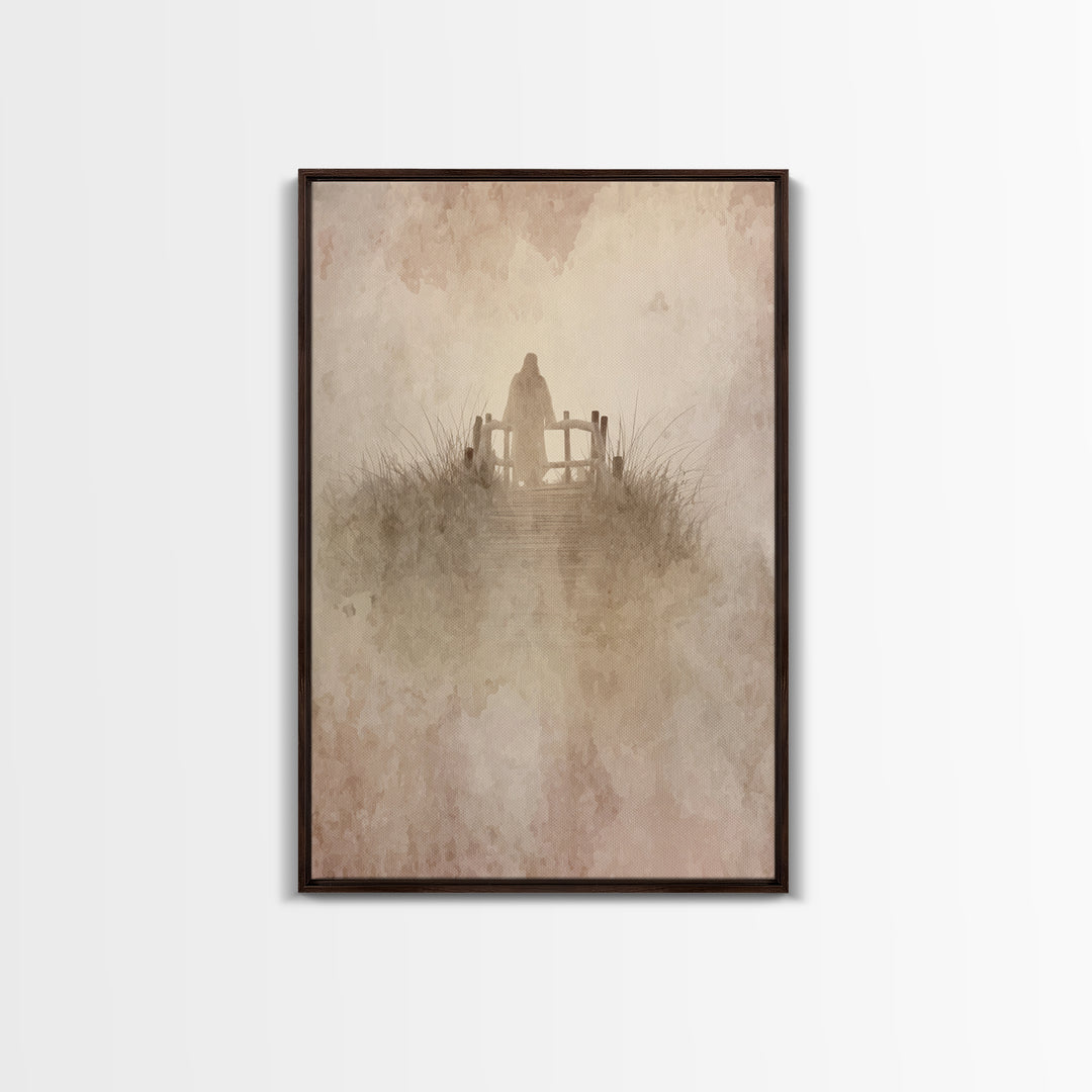 Heavenly Crossing | Framed Canvas Print | Christian Wall Art | Jesus Painting | Christian Art Canvas | Christian Christmas Art | Christian