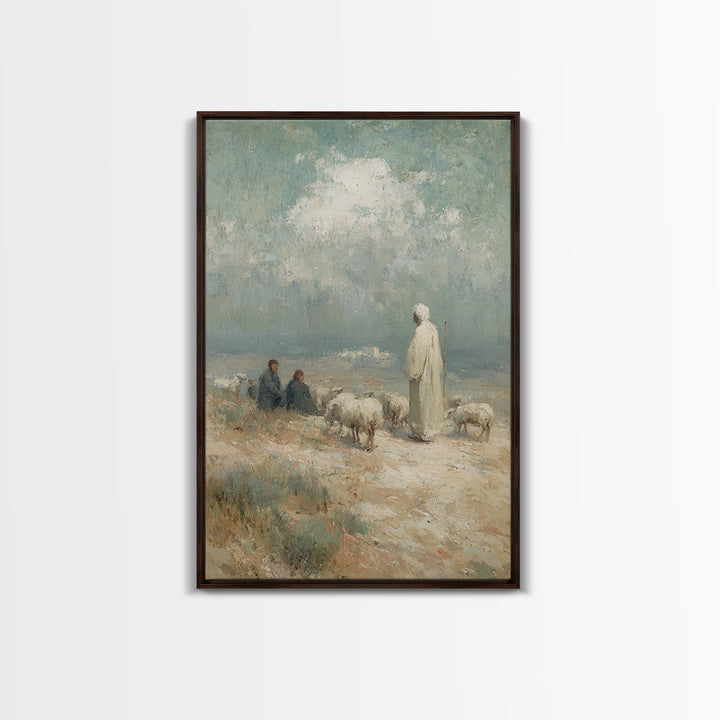 Shepherd’s Calling – Framed Canvas Print – Christian Art Canvas – Christian Wall Art – Christian Painting – Vintage Christian Art – Christi