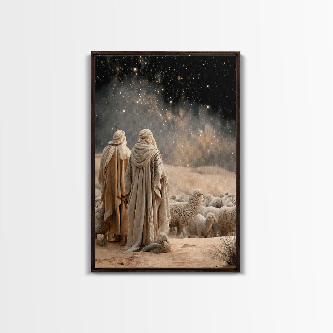 Night Watch – Framed Canvas Print – Christian Art Canvas – Christian Wall Art – Christian Christmas Art – Moody Christian Art – Christian D