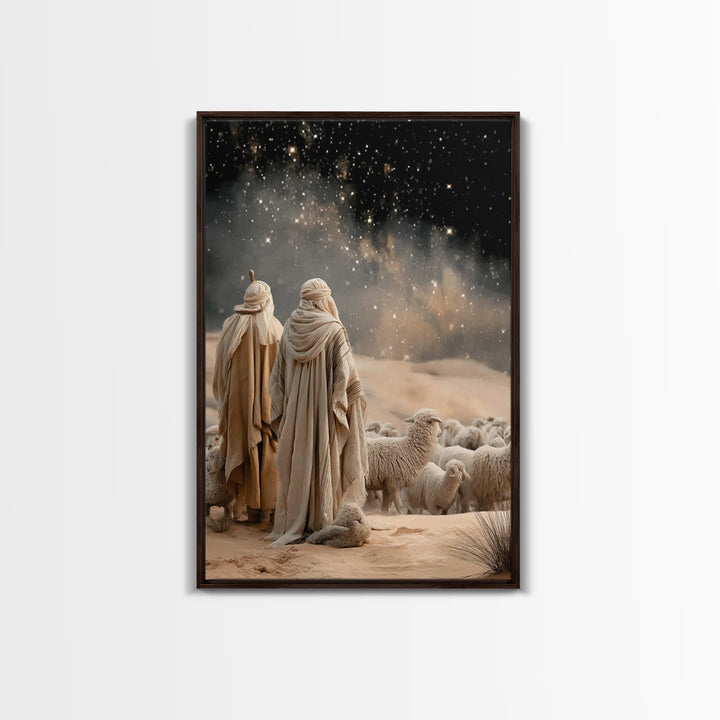 Night Watch – Framed Canvas Print – Christian Art Canvas – Christian Wall Art – Christian Christmas Art – Moody Christian Art – Christian D