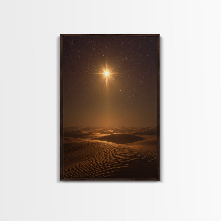 Radiant Night Star – Framed Canvas Print – Christian Wall Art – Christmas Art Prints – Christian Art Gift – Modern Christian Art
