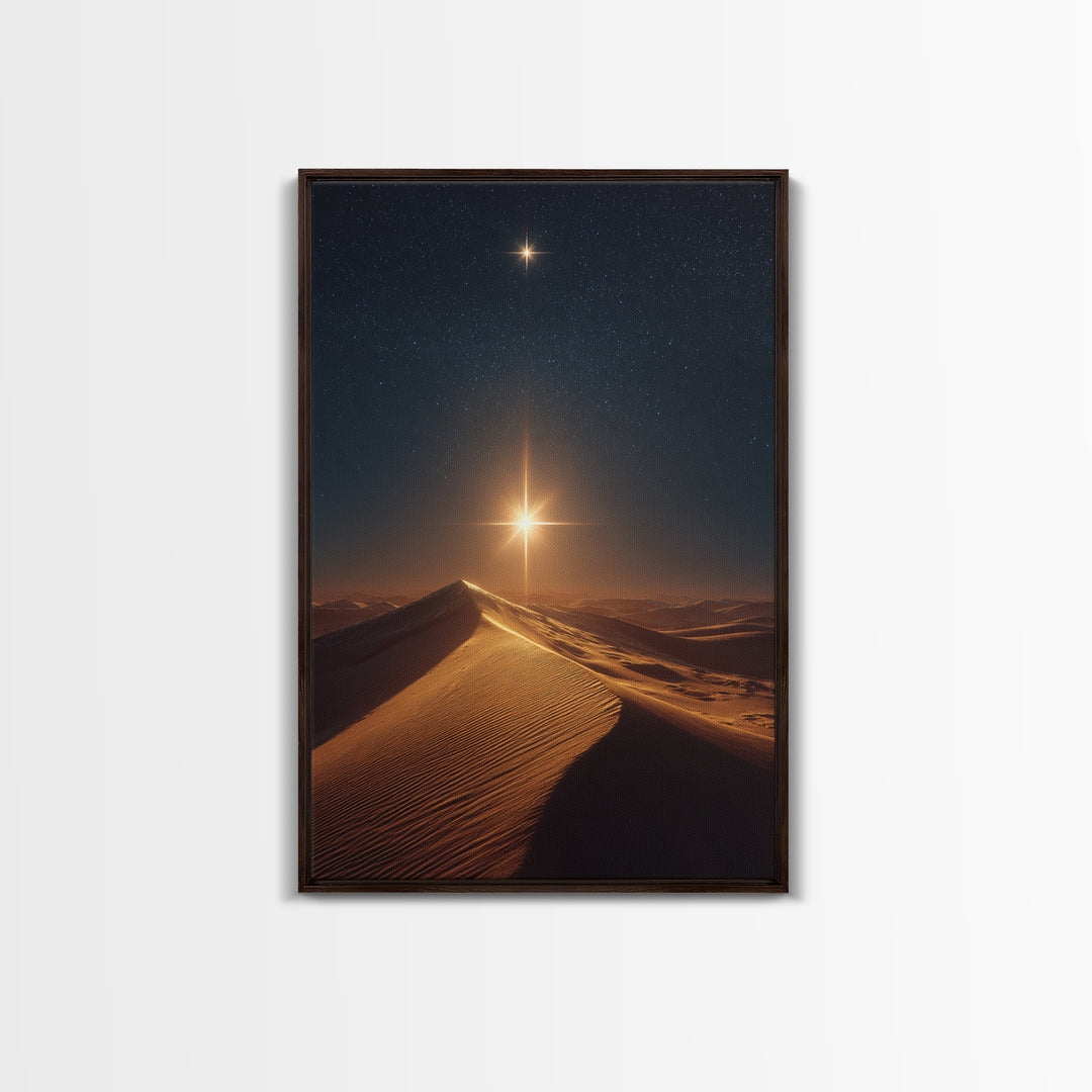 Guiding Star Peak – Framed Canvas Print – Christian Christmas Decor – Christian Art – Christmas Canvas Wall Art – Jesus Art Print