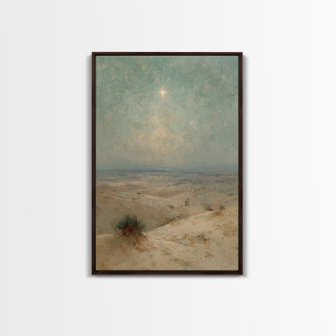Silent Holy Star – Framed Canvas Print – Christian Art Painting – Christmas Wall Art – Christian Art Gift – Subtle Christian Art