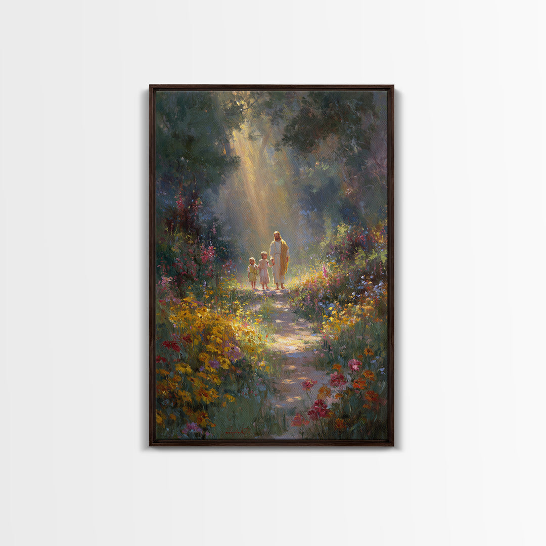 Garden Of Peace - Framed Canvas Print - Christian Wall Art - Jesus Painting - Christian Art Canvas - Christian Gift - Christmas Art