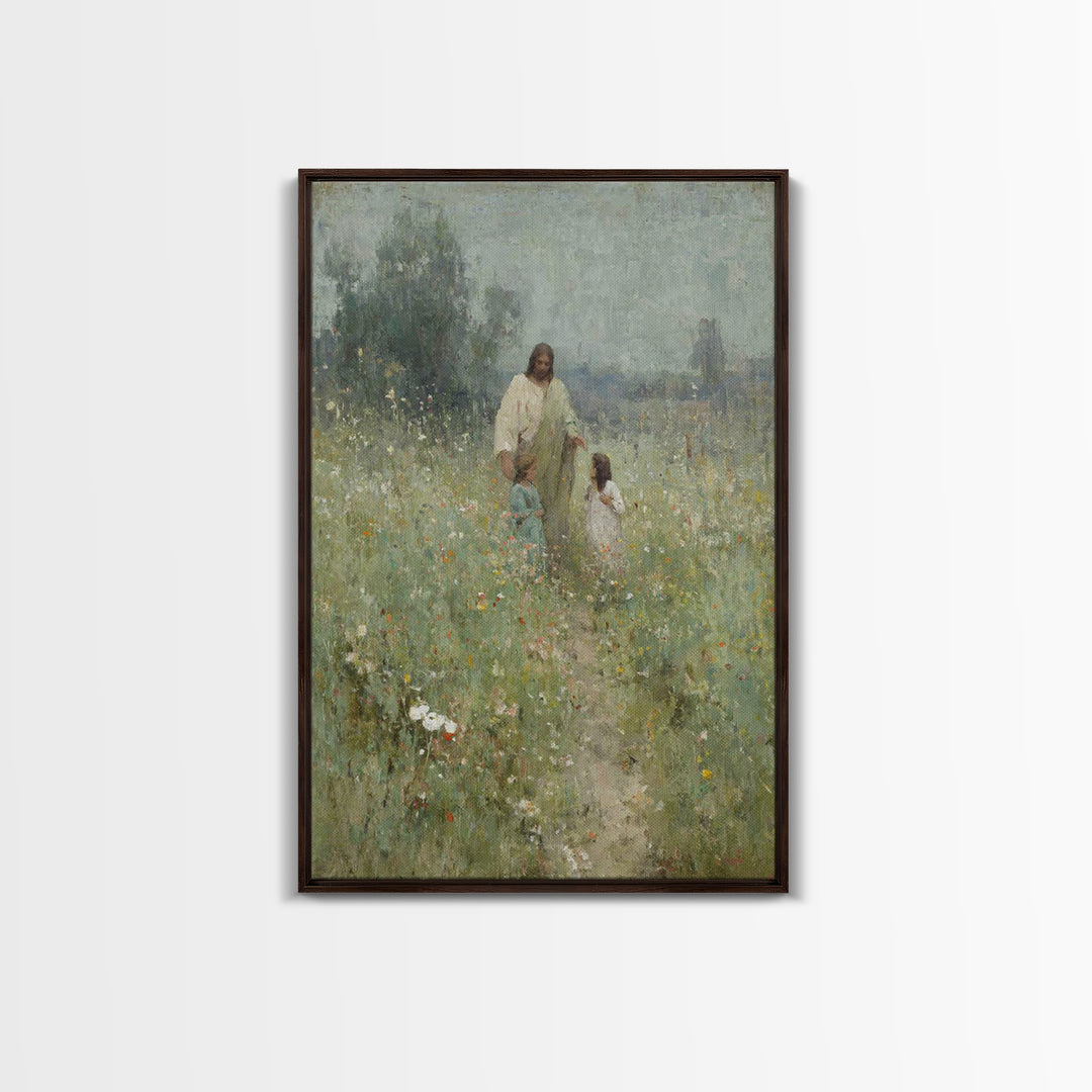 Fields Of Grace , Framed Canvas Print, Christian Art Canvas, Christian Wall Art, Jesus Painting, Christian Gift Ideas, Christian Christmas