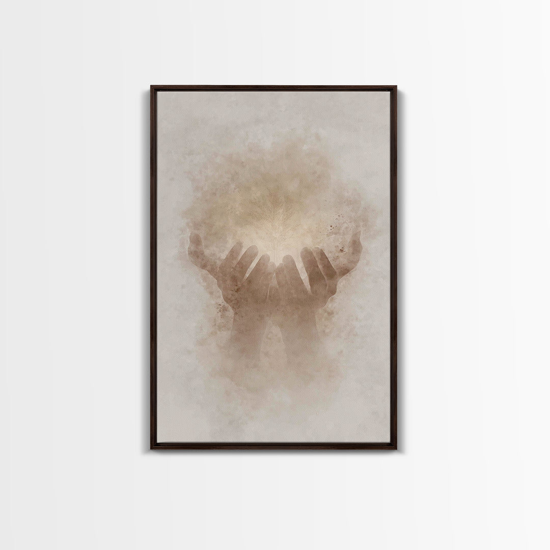 Grace In Hands – Framed Canvas Print – Christian Wall Art – Christian Art Canvas – Minimalist Christian Art – Christian Gift – Subtle Chris