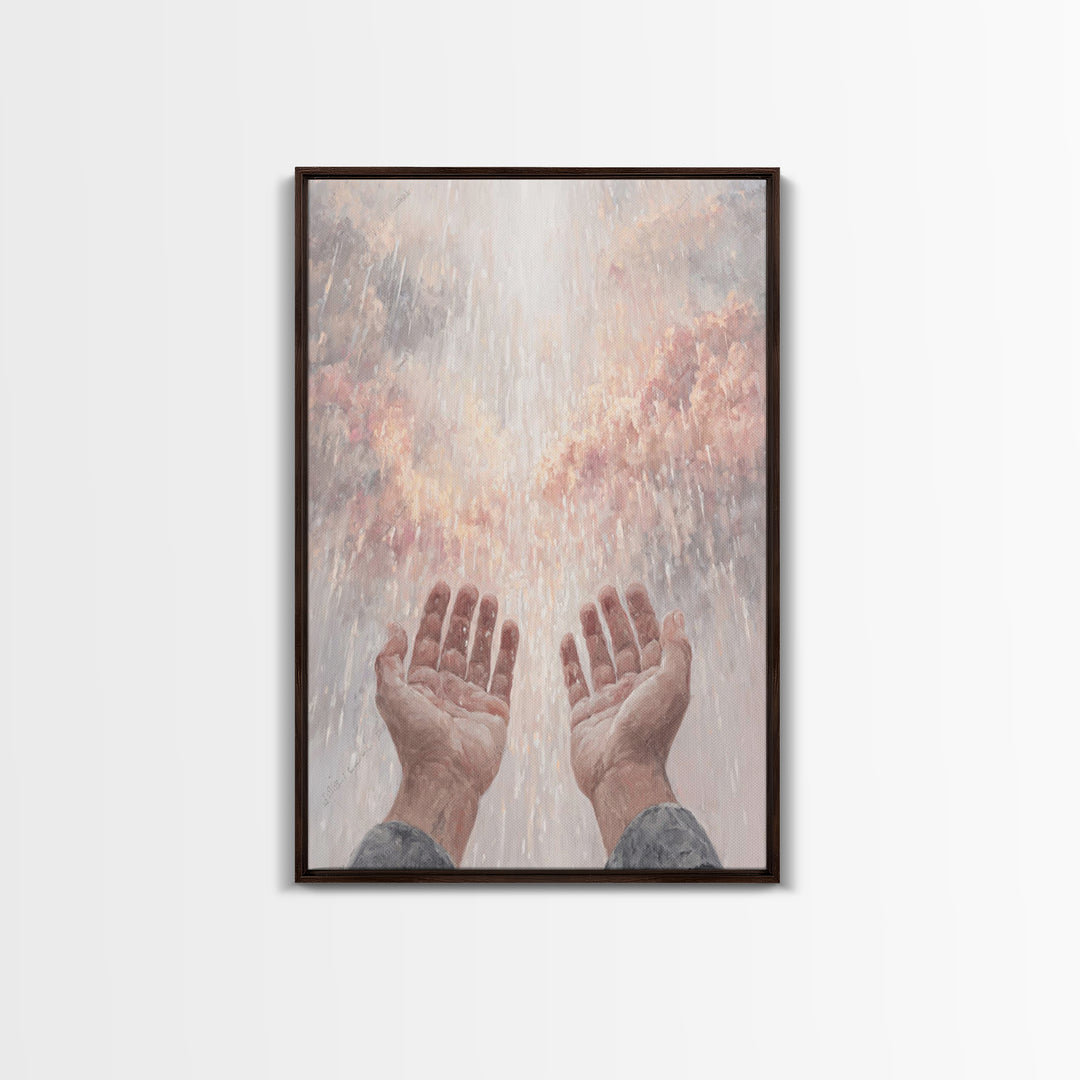 Heaven’s Rain , Framed Canvas Print, Christian Wall Art, Christian Art Canvas, Christian Painting, Christian Gift, Large Christian Art