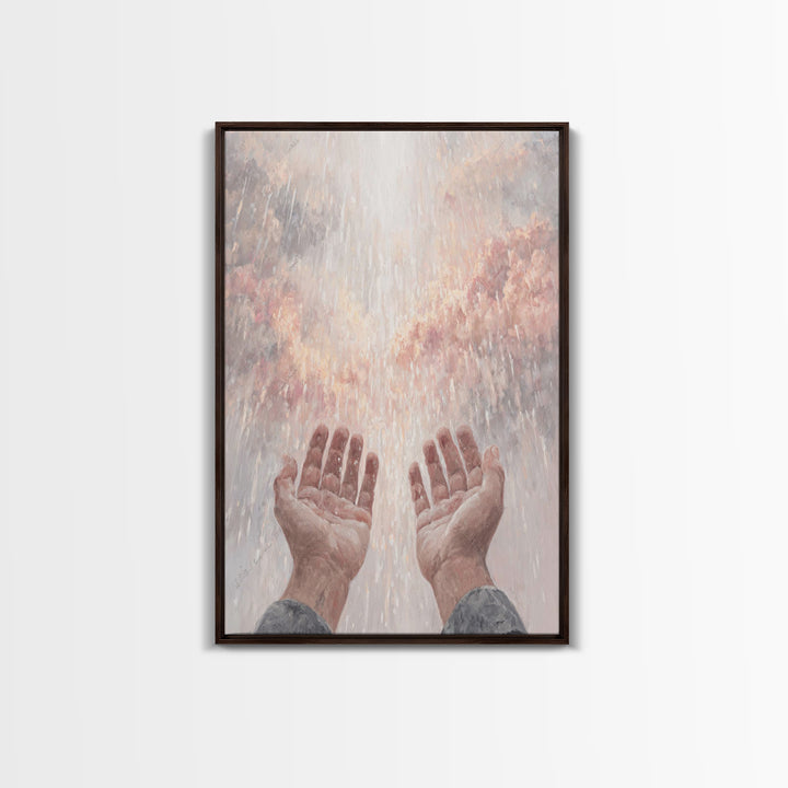 Heaven’s Rain , Framed Canvas Print, Christian Wall Art, Christian Art Canvas, Christian Painting, Christian Gift, Large Christian Art