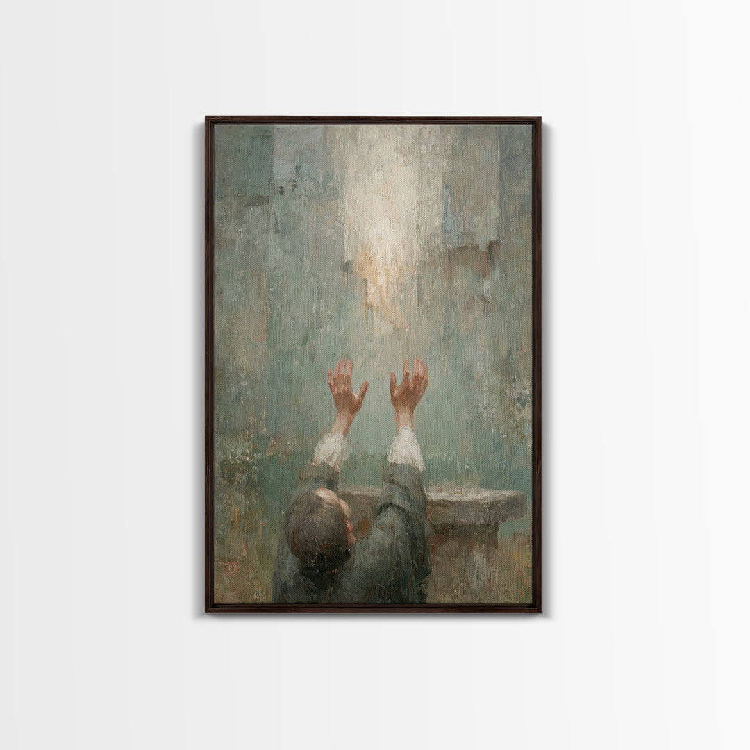 Reaching Light , Framed Canvas Print, Christian Art Canvas, Christian Wall Art, Christian Art, Abstract Christian Art, Christian Gift