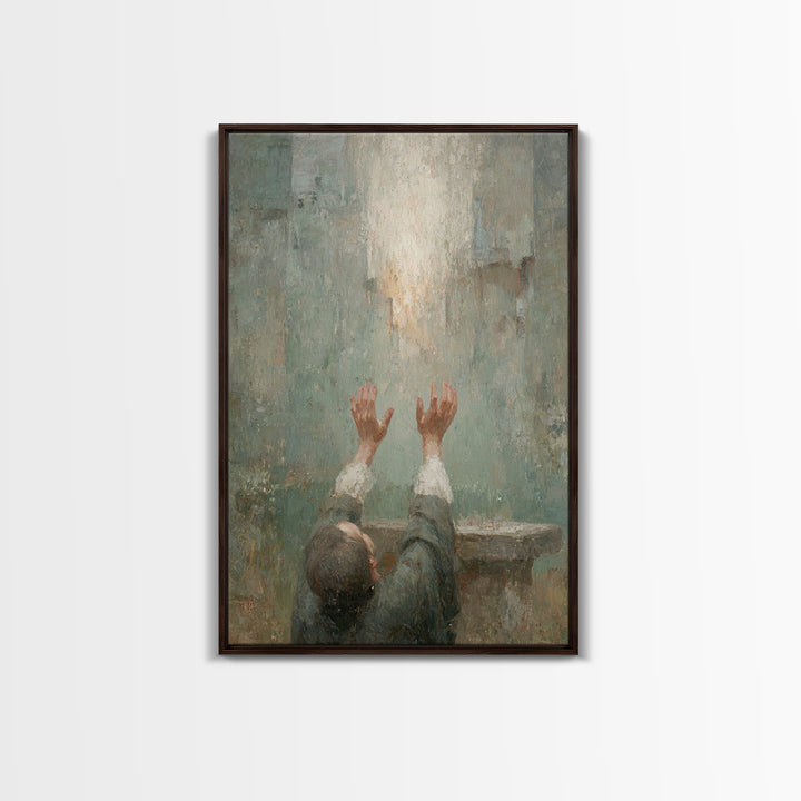Reaching Light , Framed Canvas Print, Christian Art Canvas, Christian Wall Art, Christian Art, Abstract Christian Art, Christian Gift