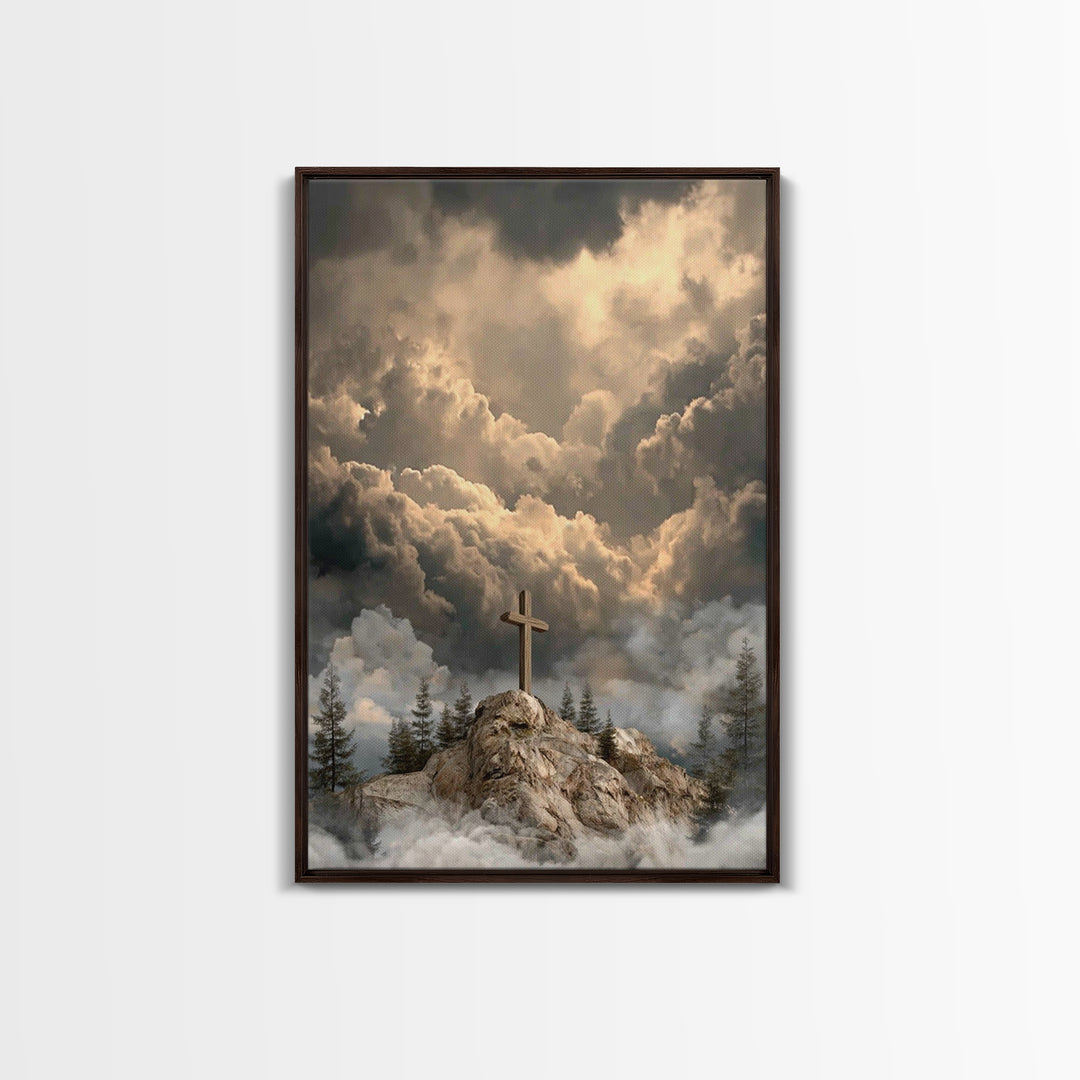 Light Over Zion – Framed Canvas Print – Christian Wall Art – Christian Art Work – Subtle Christian Paintings – Moody Christmas Art – Christ