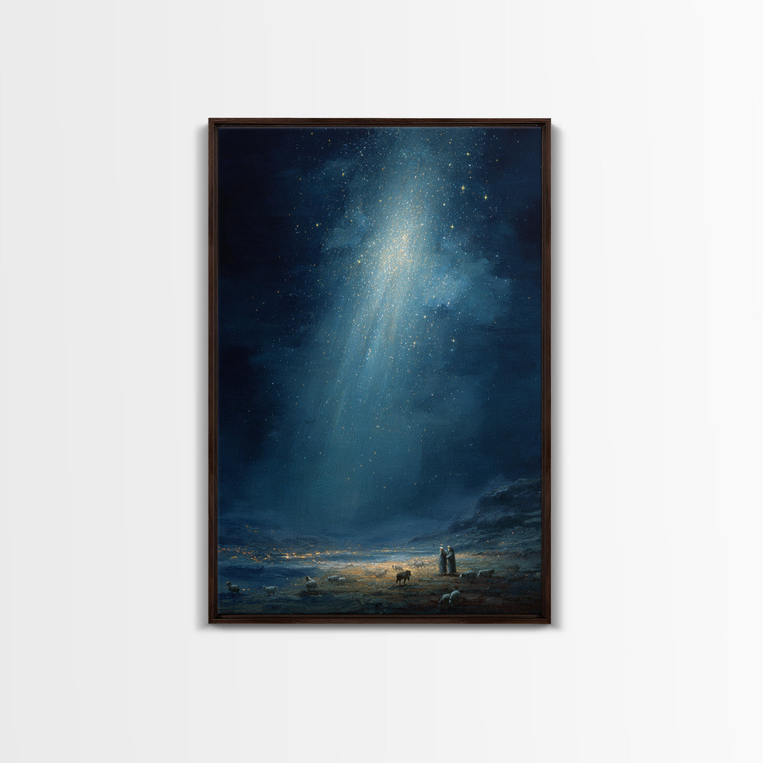 Night Of Promise | Framed Canvas Print | Christian Wall Art | Christian Christmas Art | Christmas Wall Art | Christian Art Canvas | Moody C
