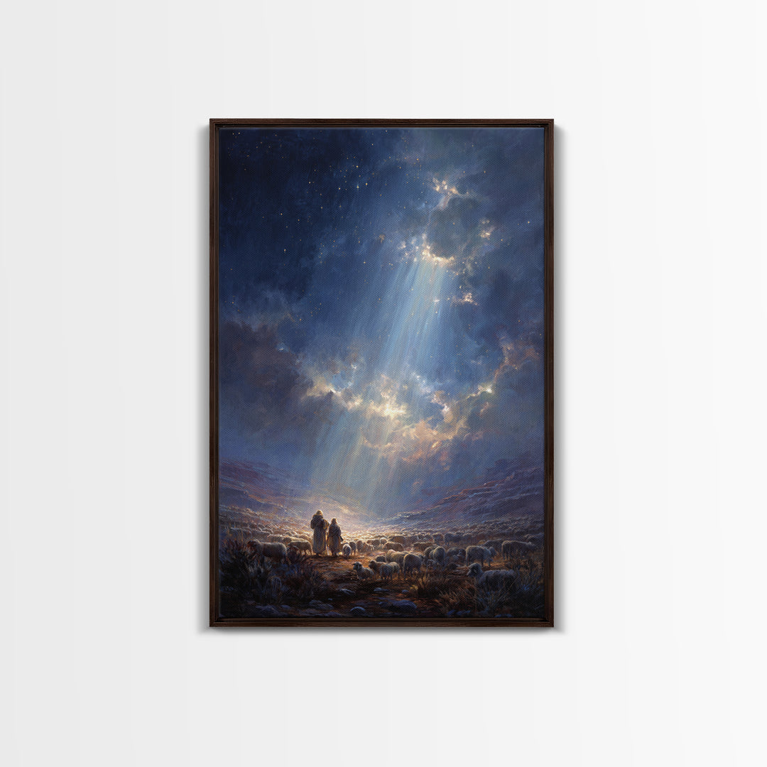 Heaven’s Radiance – Framed Canvas Print – Christian Wall Art – Christian Christmas Art – Large Christian Painting – Christmas Art Prints –
