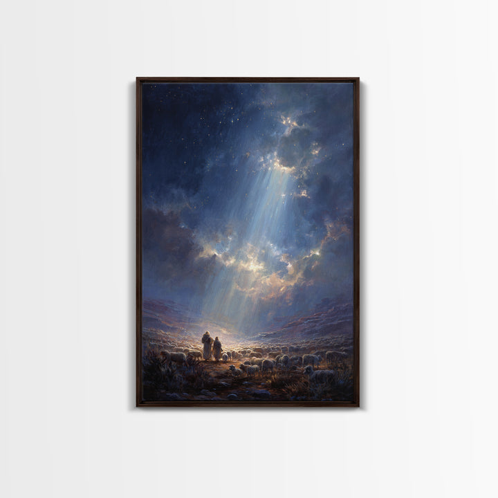 Heaven’s Radiance – Framed Canvas Print – Christian Wall Art – Christian Christmas Art – Large Christian Painting – Christmas Art Prints –