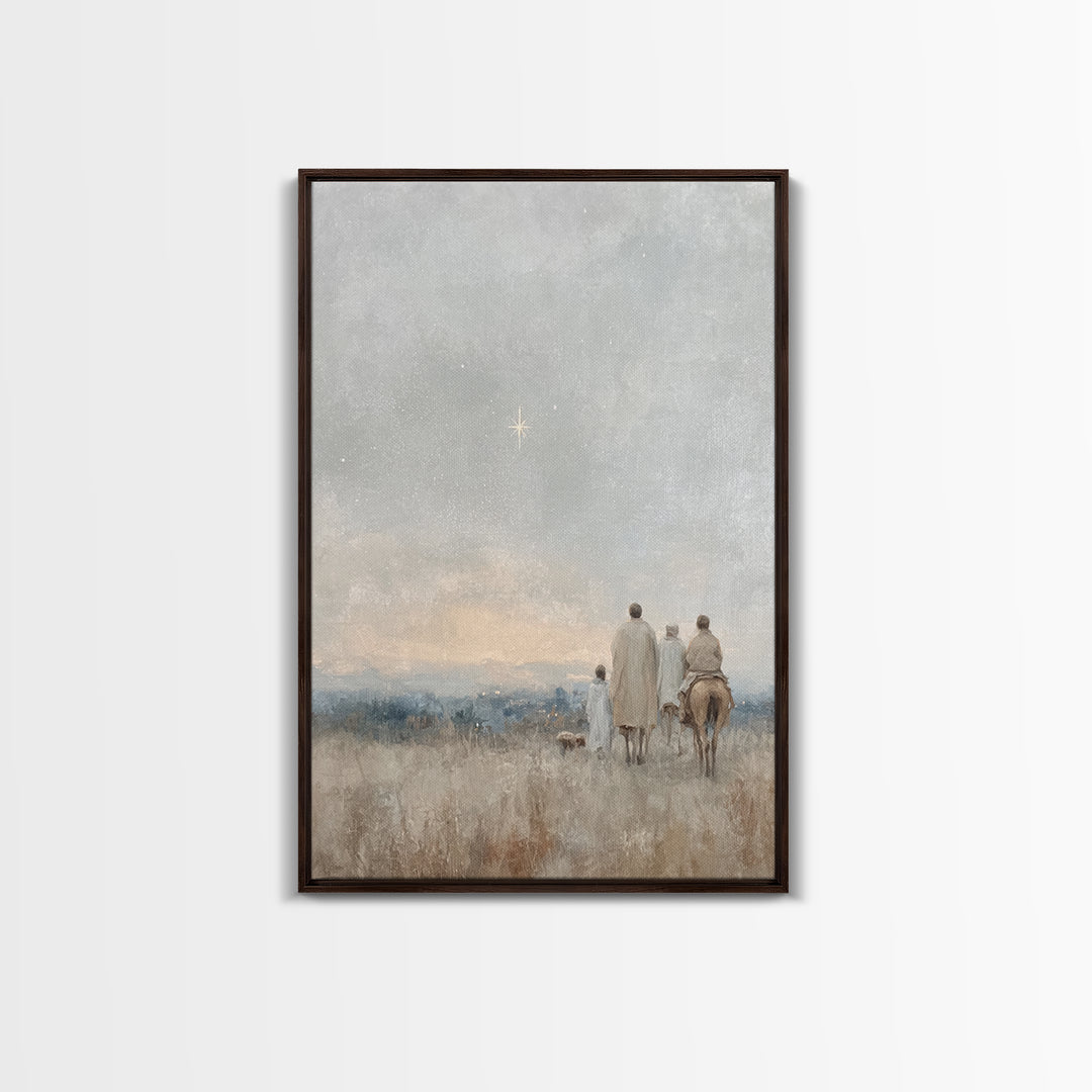 Following The Star, Framed Canvas Print, Christian Wall Art, Christmas Art, Christian Art Canvas, Framed Christmas Art, Christian Christmas