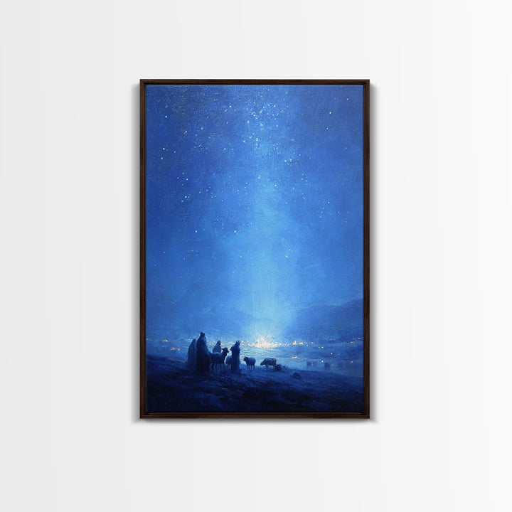Bethlehem Blue – Framed Canvas Print – Christian Wall Art – Christian Christmas Art – Christmas Canvas Wall Art – Blue Christian Art – Chri